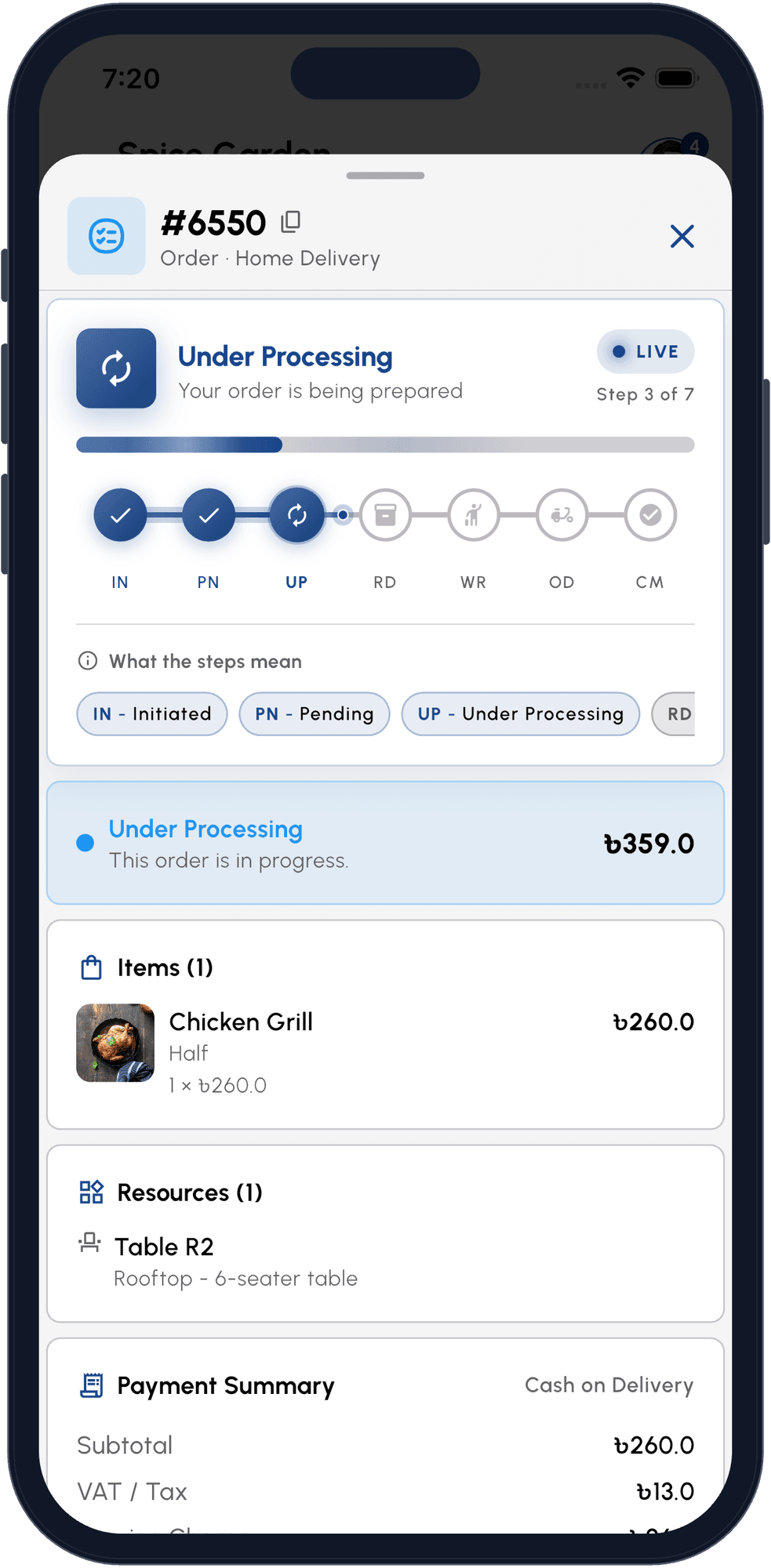Live order tracking in the Algonize Customer app